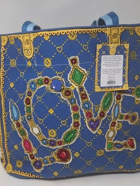 NWT Brighton Canvas Tote Bag Glittering Love Large 15"x16"
